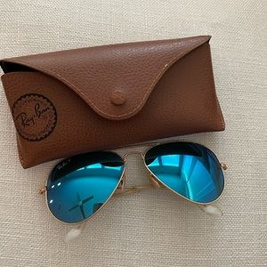 Ray Bans Aviator Flash Lens Blue with case polarized